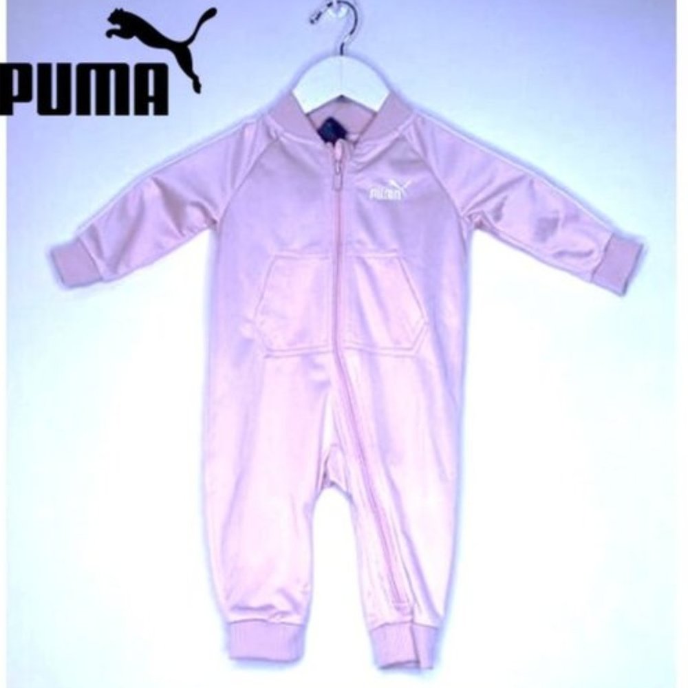 PUMA Overall Sweatshirt Pink Jumpsuit Onesies Kids Baby Infant Size 6-9 mos NEW
